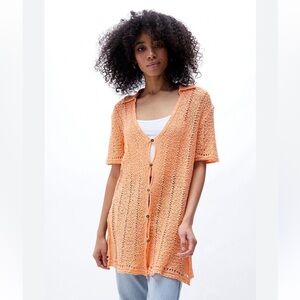 Free‎ People Soda Pop Crochet Cardigan Sweater Sz S in Orange